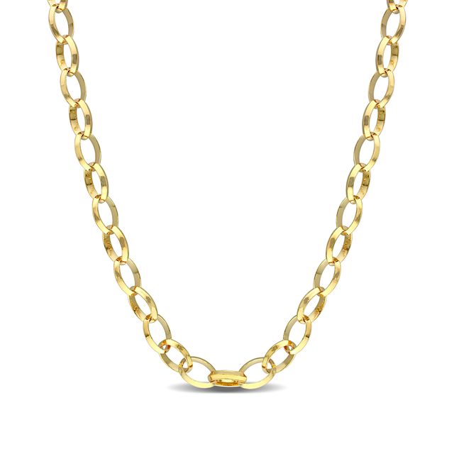 8.0mm Rolo Chain Necklace in Sterling Silver with Yellow Rhodium - 24"