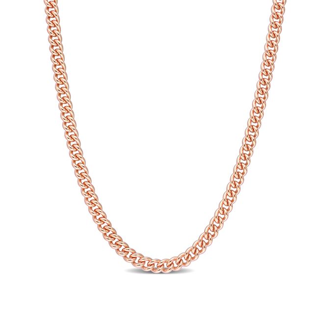 4.4mm Curb Chain Necklace in Sterling Silver with Rose Rhodium