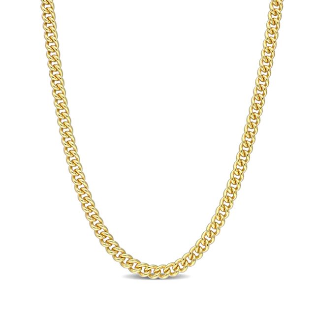 4.4mm Curb Chain Necklace in Sterling Silver with Yellow Rhodium - 20"