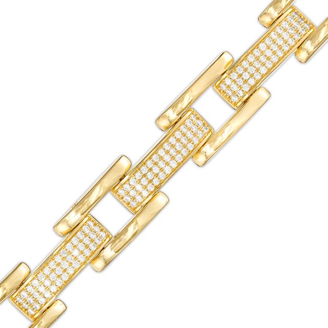 Men's 2 CT. T.w. Diamond Alternating Stagger Link Bracelet in 10K Gold - 8.5"