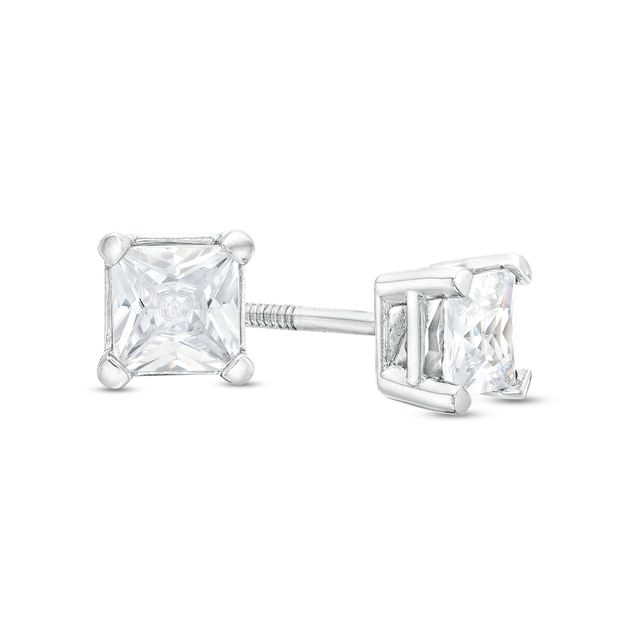 3/4 CT. T.w. Certified Princess-Cut Lab-Created Diamond Solitaire Stud Earrings in 14K White Gold (F/Si2)