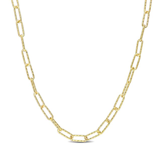 5.0mm Diamond-Cut Paper Clip Chain Necklace in Sterling Silver with Yellow Rhodium - 24"