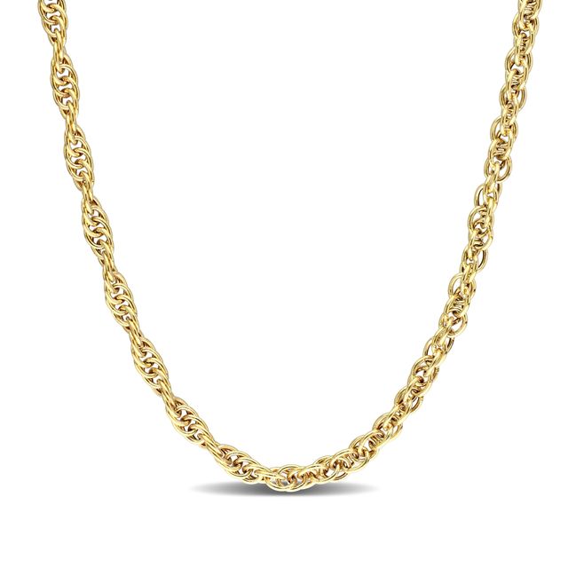 3.7mm Singapore Chain Necklace in Sterling Silver with Yellow Rhodium - 24"