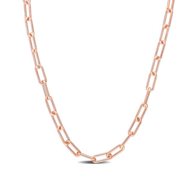 3.5mm Paper Clip Chain Necklace in Sterling Silver with Rose Rhodium