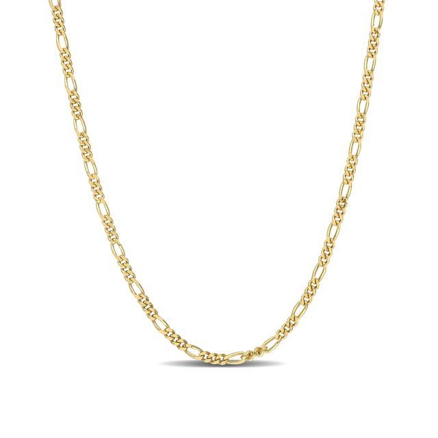 2.2mm Figaro Chain Necklace in Sterling Silver with Yellow Rhodium - 24"