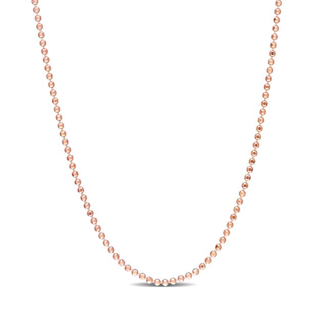 1.5mm Bead Chain Necklace in Sterling Silver with Rose-Tone Flash Plate - 20"