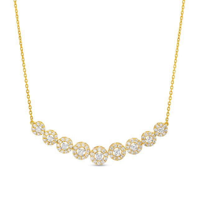 1 CT. T.w. Diamond Frame Graduated Necklace in 10K Gold