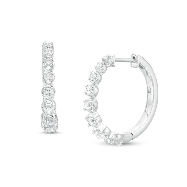 Marilyn Monroeâ¢ Collection 3/4 CT. T.w. Journey Diamond Hoop Earrings in 10K White Gold