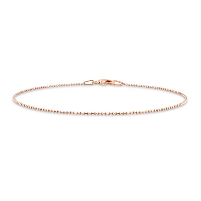 1.0mm Ball Chain Anklet in Sterling Silver with Rose-Tone Flash Plate - 9"