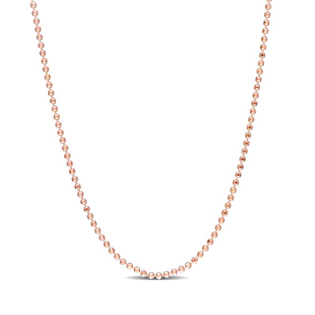 1.5mm Bead Chain Necklace in Sterling Silver with Rose-Tone Flash Plate - 16"