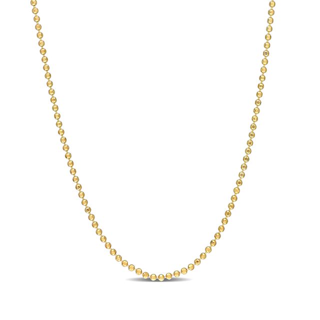 1.5mm Bead Chain Necklace in Sterling Silver with Gold-Tone Flash Plate - 16"