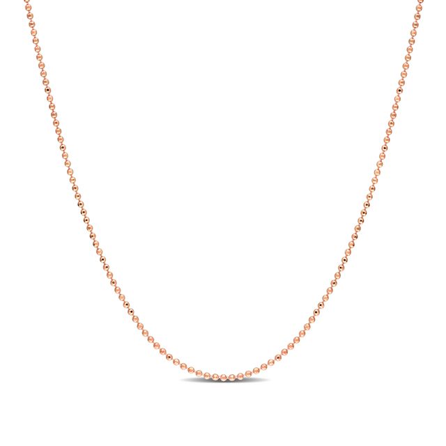 1.0mm Bead Chain Necklace in Sterling Silver with Rose-Tone Flash Plate