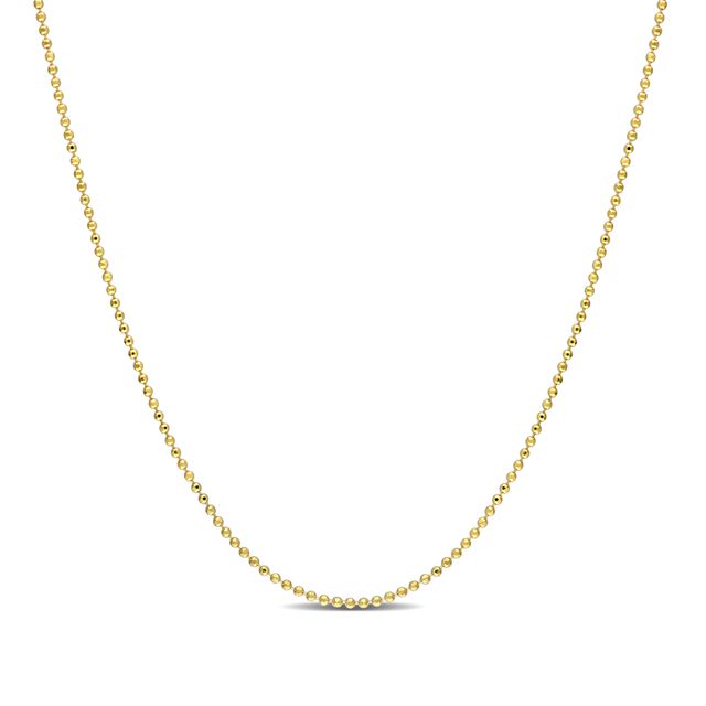 1.0mm Bead Chain Necklace in Sterling Silver with Gold-Tone Flash Plate - 16"