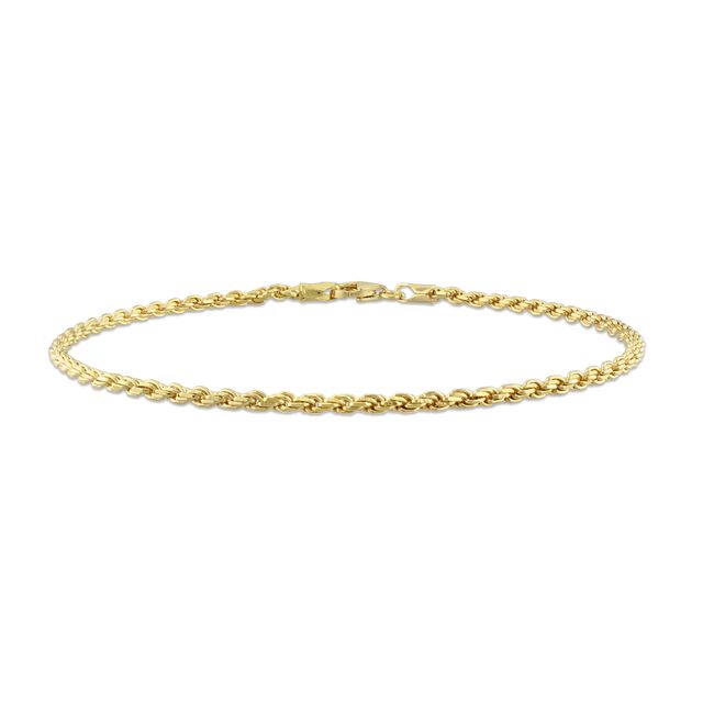 2.2mm Rope Chain Bracelet in Sterling Silver with Gold-Tone Flash Plate - 9"