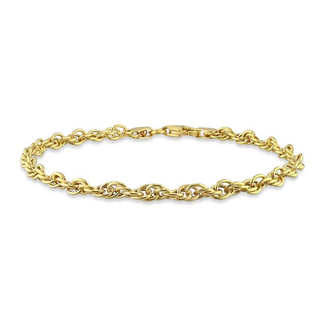 Ladies' 3.7mm Singapore Chain Bracelet in Sterling Silver with Gold-Tone Flash Plate - 7.5"