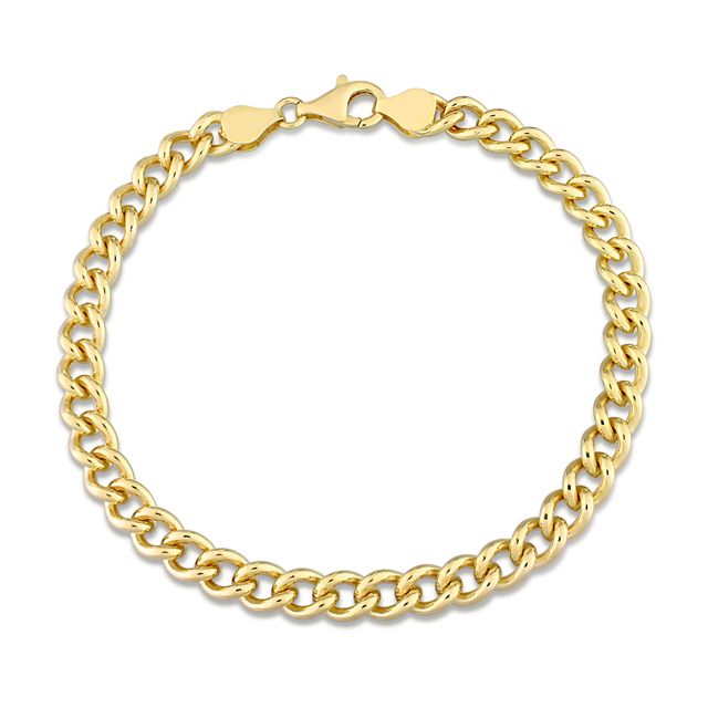 6.5mm Curb Chain Anklet in Sterling Silver with Gold-Tone Flash Plate - 9"