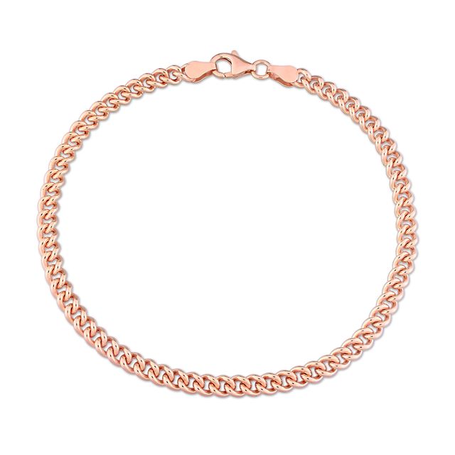 4.4mm Curb Chain Anklet in Sterling Silver with Rose-Tone Flash Plate - 9"