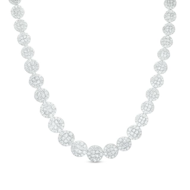 7 CT. T.w. Multi-Diamond Graduated Necklace in 10K White Gold