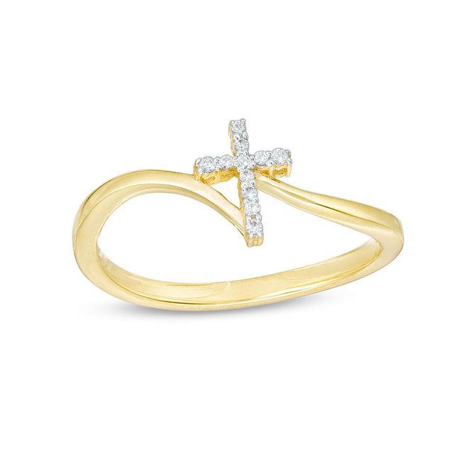 1/20 CT. T.w. Diamond Bypass Cross Ring in 10K Gold