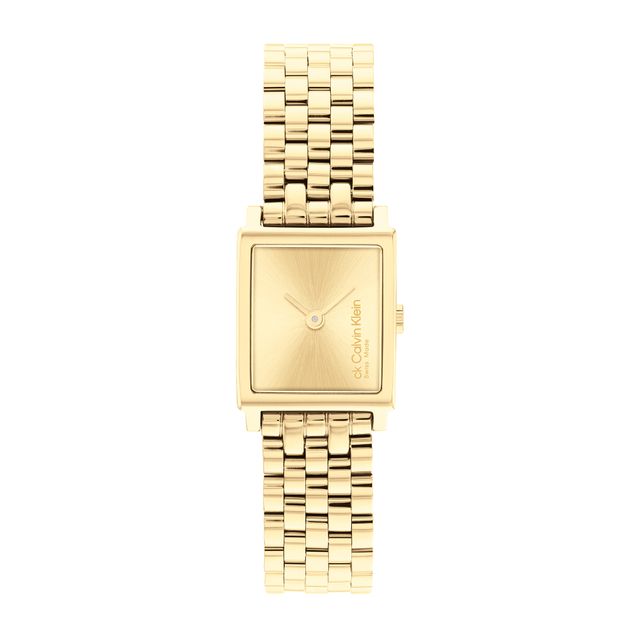Ladies' Calvin Klein Gold-Tone IP Watch with Rectangular Dial (Model: 25000004)