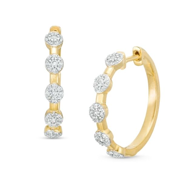 3/8 CT. T.w. Multi-Diamond Station Hoop Earrings in 10K Gold