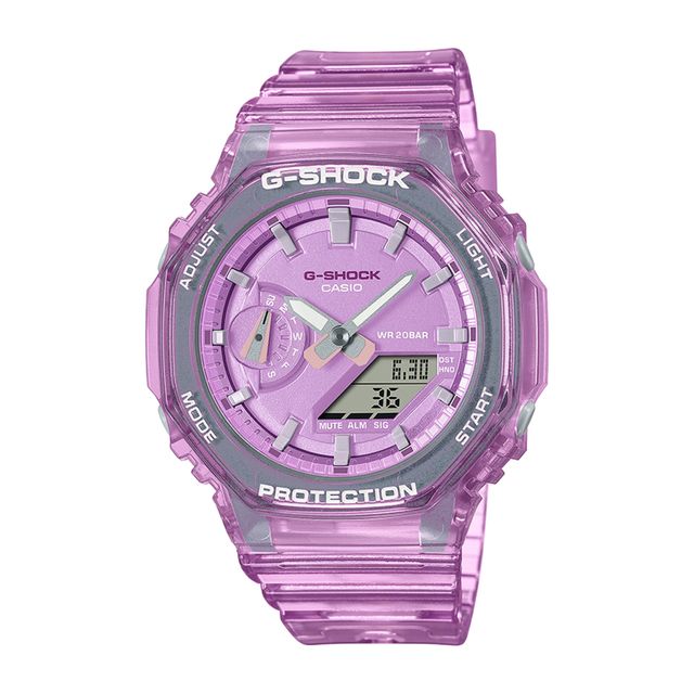 Ladies' Casio G-Shock Classic Clear Pink Resin Strap Watch (Model: Gmas2100Sk4A)
