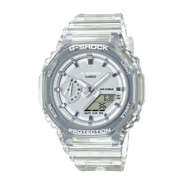 Ladies' Casio G-Shock Classic Clear Resin Strap Watch (Mode: Gmas2100Sk7A)