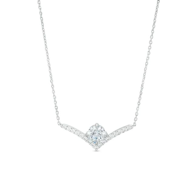 You're the Oneâ¢ 1-1/5 CT. T.w. Certified Lab-Created Diamond Chevron Necklace in 14K White Gold (F/Si2) â 18.5"