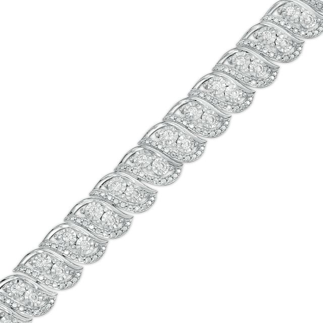 1 CT. T.w. Diamond Swirl Line Bracelet in Sterling Silver â 7.25"