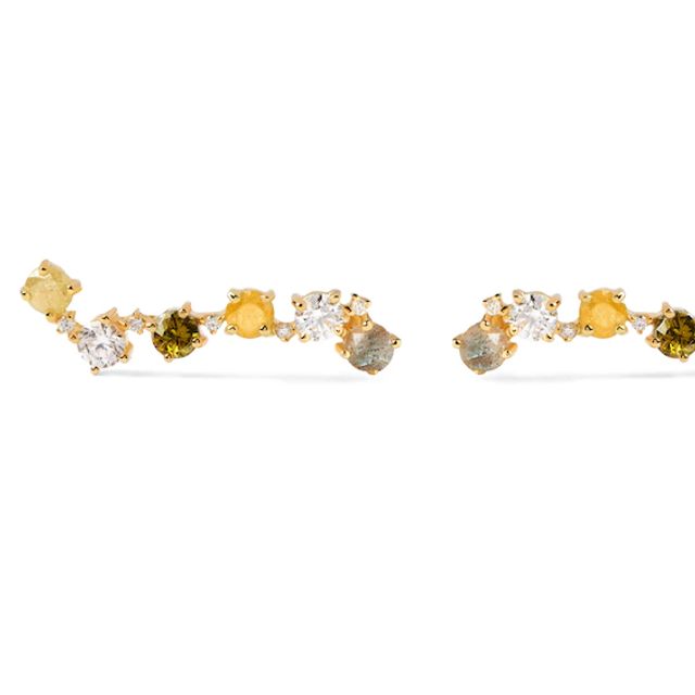 PDPAOLAâ¢ at Zales Labradorite and Cubic Zirconia Crawler Earrings in Sterling Silver with 18K Gold Plate