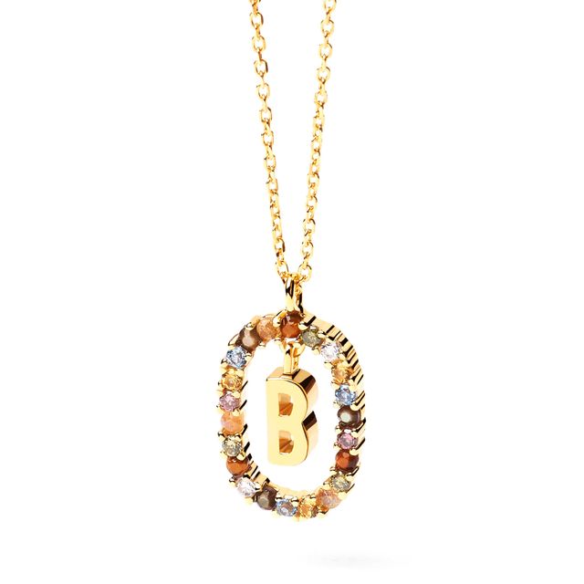 Pdpaolaâ¢ at Zales Multi-Color "B" Pendant in Sterling Silver with 18K Gold Plate