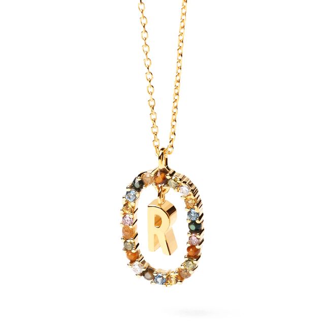 PDPAOLAâ¢ at Zales Multi-Color "R" Pendant in Sterling Silver with 18K Gold Plate
