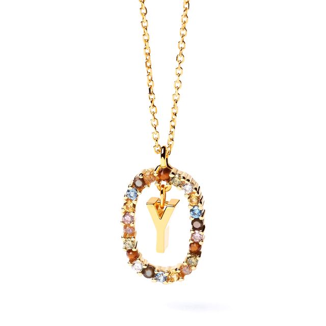 PDPAOLAâ¢ at Zales Multi-Color "Y" Pendant in Sterling Silver with 18K Gold Plate
