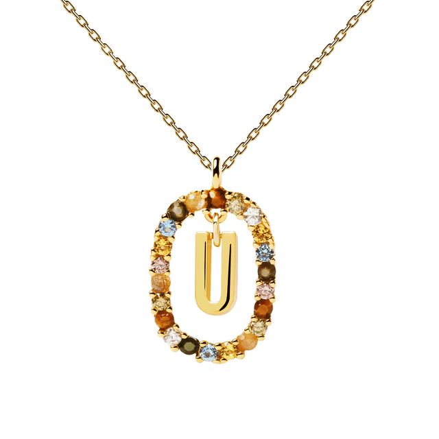 PDPAOLAâ¢ at Zales Multi-Color "U" Pendant in Sterling Silver with 18K Gold Plate