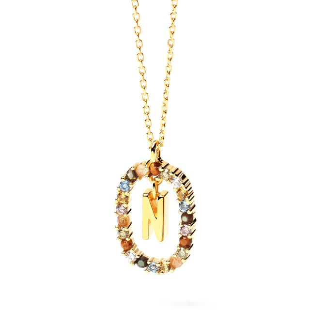 PDPAOLAâ¢ at Zales Multi-Color "N" Pendant in Sterling Silver with 18K Gold Plate