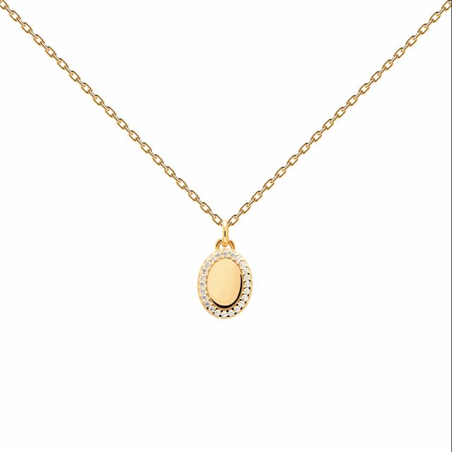 PDPAOLAâ¢ at Zales Cubic Zirconia Frame Oval Pendant in Sterling Silver with 18K Gold Plate â 21.65"