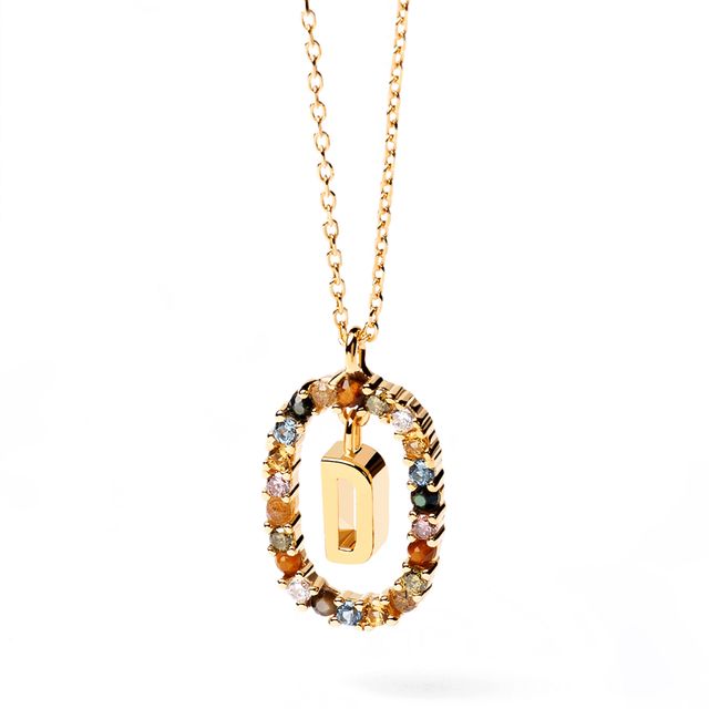 PDPAOLAâ¢ at Zales Multi-Color "D" Pendant in Sterling Silver with 18K Gold Plate