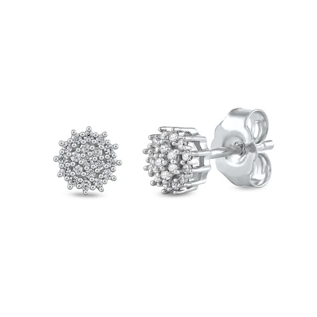 1/8 CT. T.w. Diamond Flower Stud Earrings in 10K White Gold