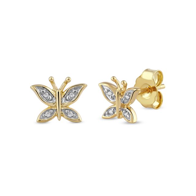 Diamond Accent Butterfly Stud Earrings in 10K Gold