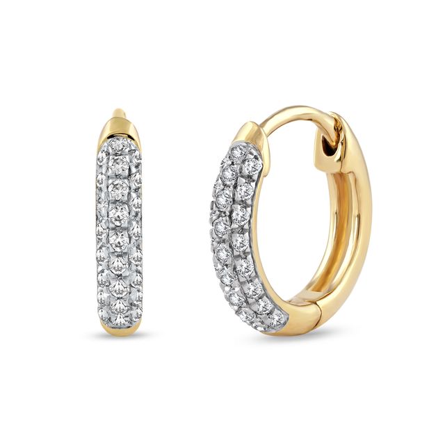 1/6 CT. T.w. Diamond Triple Row Hoop Earrings in 10K Gold