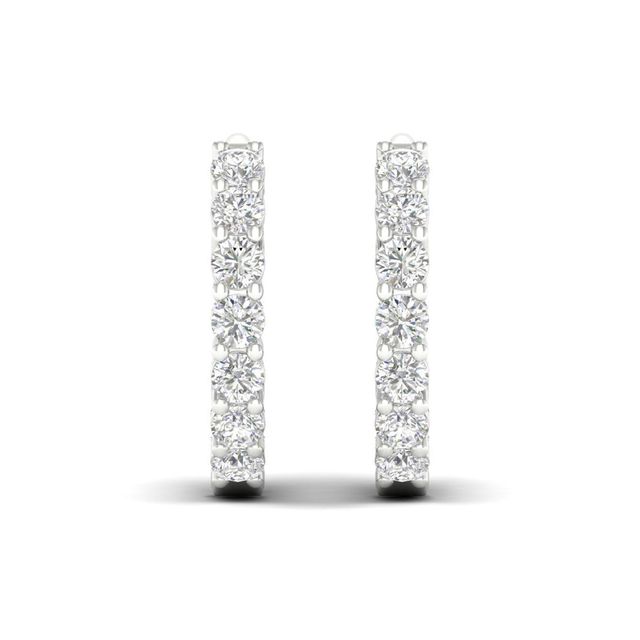 1 CT. T.w. Diamond Inside-Out Hoop Earrings in 10K White Gold