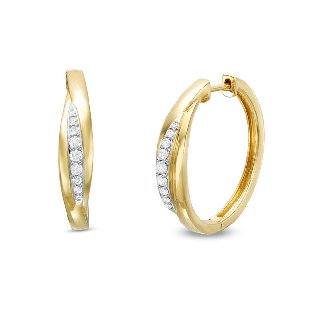 1/4 CT. T.w. Diamond Bypass Hoop Earrings in 10K Gold