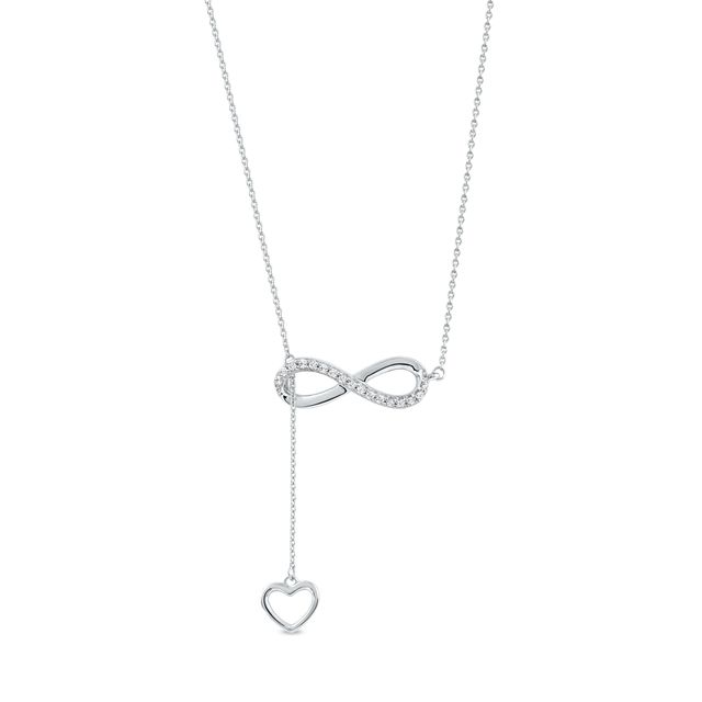 1/8 CT. T.w. Diamond Infinity Heart Lariat-Style Necklace in Sterling Silver - 19"