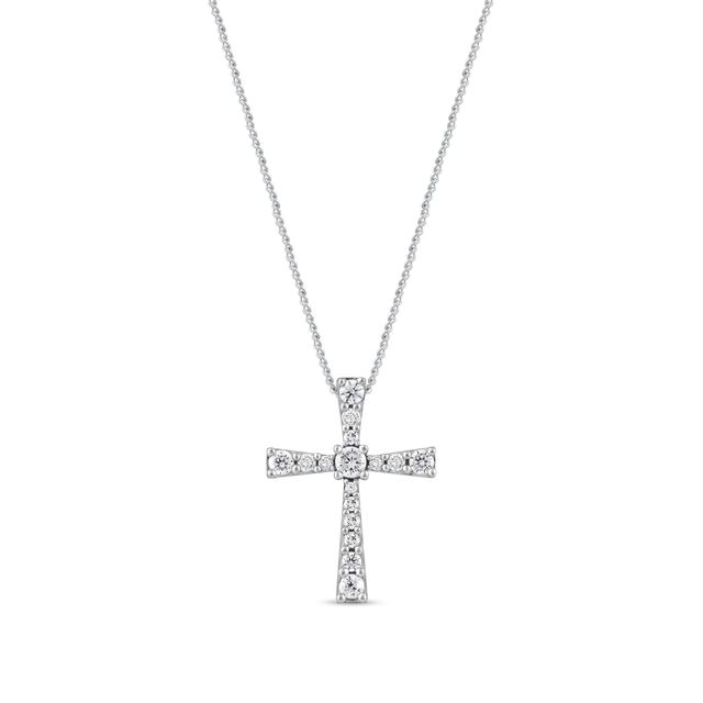 1/3 CT. T.w. Diamond Graduated Cross Pendant in 10K Gold