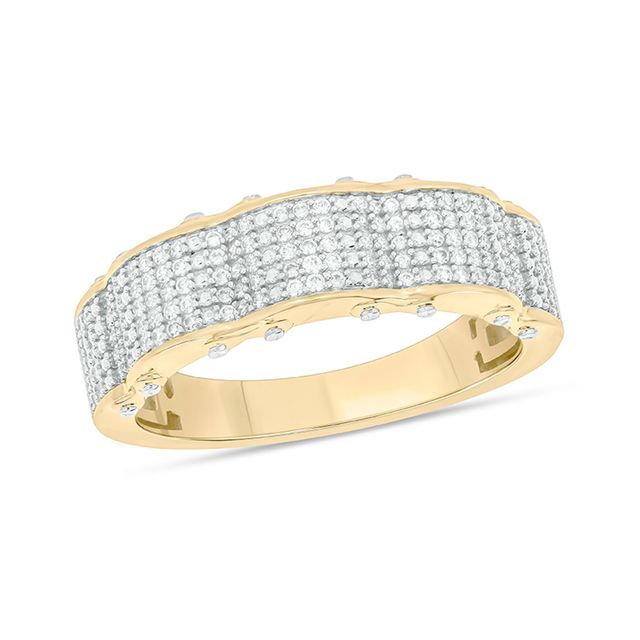 1/2 CT. T.w. Diamond Multi-Row Wave Band in Sterling Silver with 14K Gold Plate