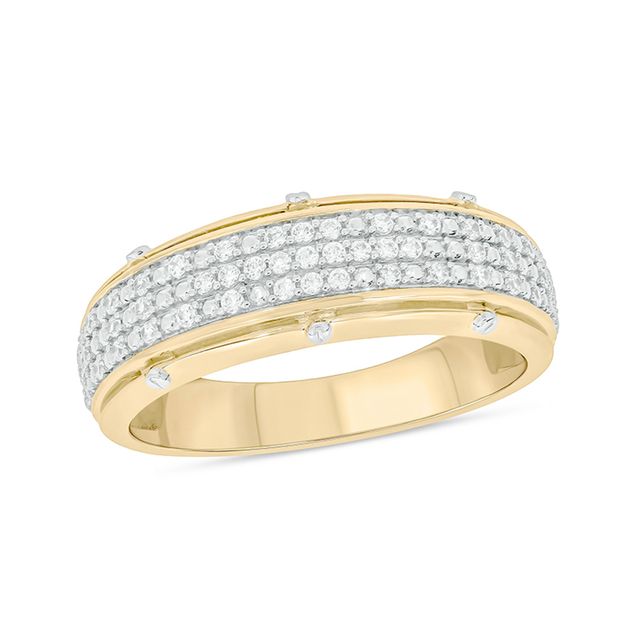 1/3 CT. T.w. Diamond Triple Row Screw Accent Band in Sterling Silver and 14K Gold Plate