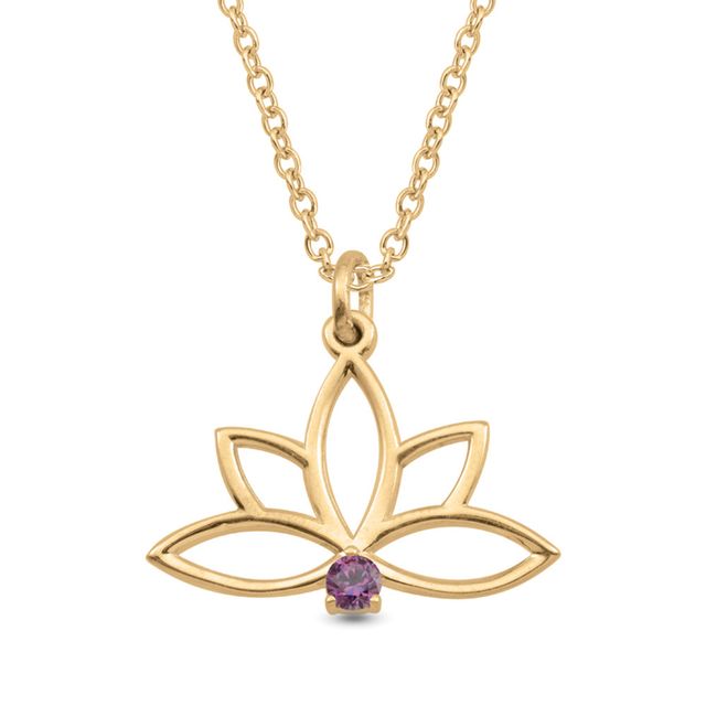 Gemstone Lotus Outline Pendant (1 Stone)