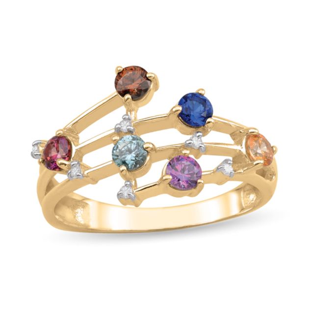 Mother's Gemstone Multi-Branch Bypass Ring (3-7 Stones)