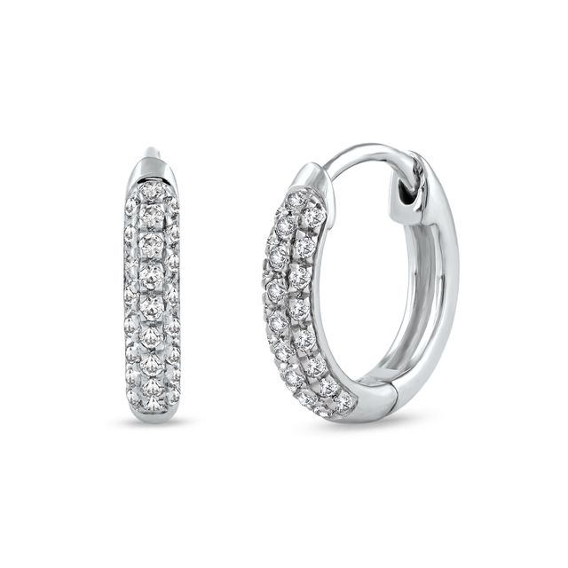 1/6 CT. T.w. Diamond Triple Row Hoop Earrings in 10K White Gold