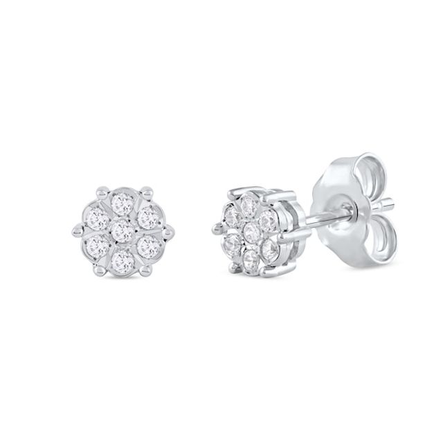 1/10 CT. T.w. Diamond Honeycomb Stud Earrings in 10K White Gold